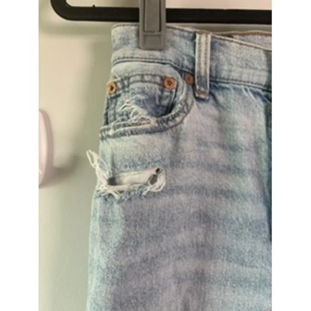American Eagle Strigid Jeans Women's Size 0 Short Blue Distressed High Rise